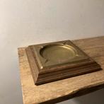 Vintage Houten Asbak met Koperen Inzet, Ophalen of Verzenden