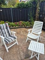 Terrasstoelen Kunststof met Kussens - 4 stuks, Ophalen, Gebruikt, Kunststof, Verstelbaar