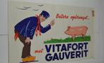 1950s Lithografische Vitafort Gauverit reclame affiche, Ophalen of Verzenden, Zo goed als nieuw, Reclamebord