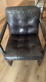 6 Zwarte Leren Oldwood Stoelen die heerlijk royaal zitten, Ophalen, Minder dan 50 cm, Gebruikt, Minder dan 75 cm