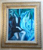 2 sensuele vrouwen gekleed en naakt - Pascal Papisca (1938-), Ophalen of Verzenden