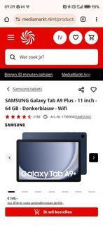 Zgan Samsung galaxy tab A9 plus 64GB wifi dark blue, Computers en Software, Android Tablets, Ophalen of Verzenden, Zo goed als nieuw