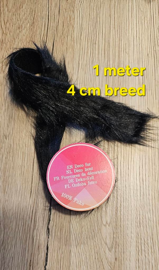 Nep bont, creabea, hobby materiaal, zwart fake fur,, Ophalen of Verzenden, Nieuw