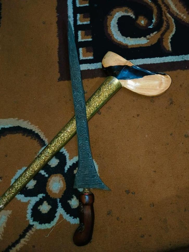 Antieke Keris Brojol Pamor Lawe Saukel Gayaman Djogja SVA26, Antiek en Kunst, Kunst | Niet-Westerse kunst, Verzenden