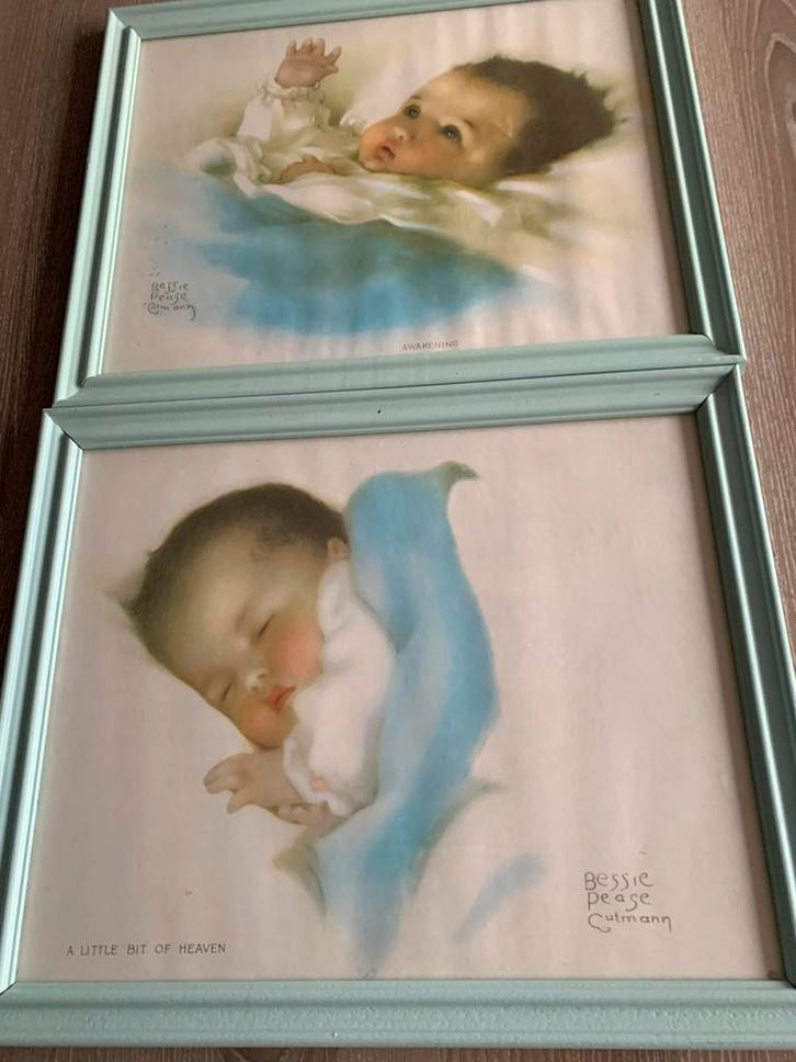 2 Schilderijtjes Bessie Pease Gutmann - Baby Thema, Antiek en Kunst, Kunst | Tekeningen en Foto's, Ophalen of Verzenden