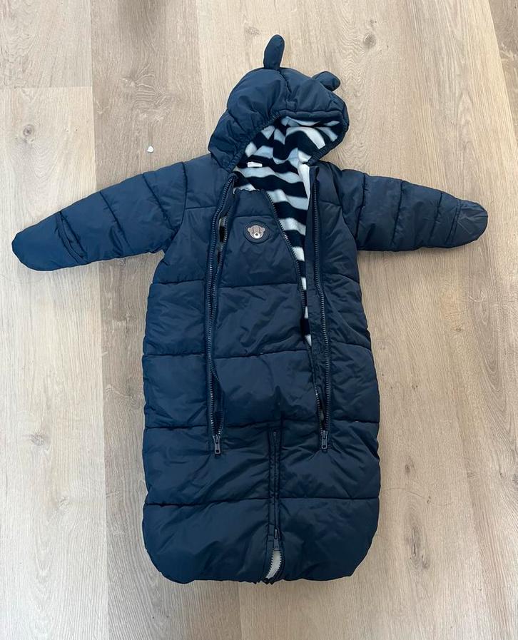Gewatteerde warme overall babyslaapzak m/ oortjes. 2-6M, Kinderen en Baby's, Babykleding | Overige, Zo goed als nieuw, Jongetje of Meisje