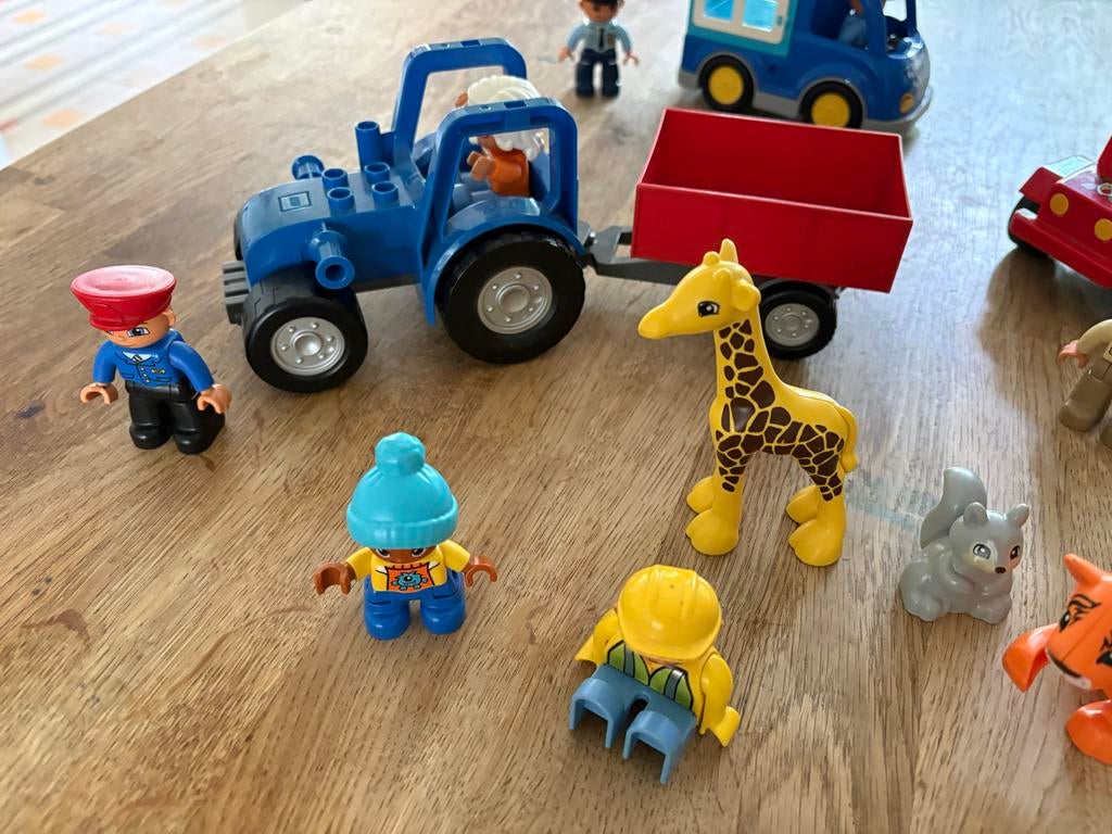 Grote zak Duplo met tractor, politieauto, knikkerbaan en mee, Kinderen en Baby's, Speelgoed | Duplo en Lego, Gebruikt, Ophalen of Verzenden