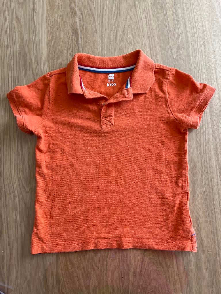 Hema Oranje Poloshirt Maat 98-104 Koningsdag/EK, Kinderen en Baby's, Kinderkleding | Maat 98, Ophalen of Verzenden, Gebruikt, Jongen of Meisje