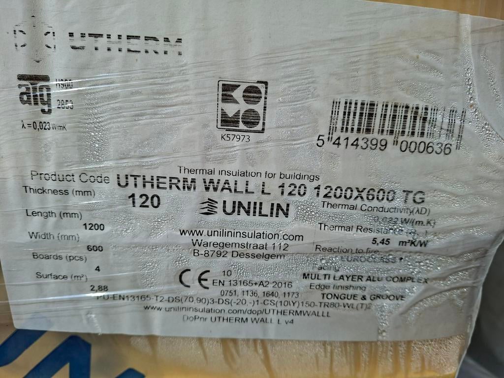 Pir aluminium spouwmuurisolatie 120mm dik OP IS OP 1e keus, Doe-het-zelf en Verbouw, Isolatie en Afdichting, Ophalen, 12 cm of meer