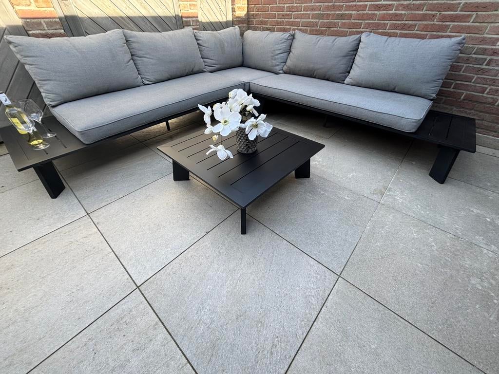 Loungeset tuinset aluminium mat zwart, Ophalen, Gebruikt, Aluminium, Loungeset