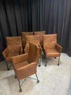 6 Montis Chaplin stoelen nieuw rancho leer zwart frame wiel, Huis en Inrichting, Stoelen, Ophalen, Bruin, ., Leer