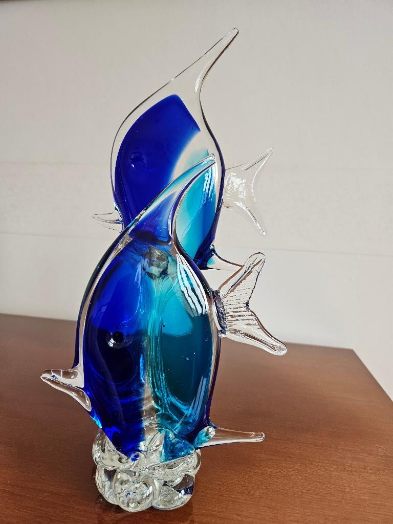 Glazen Sculptuur van 2 Wimpelvissen, Ophalen