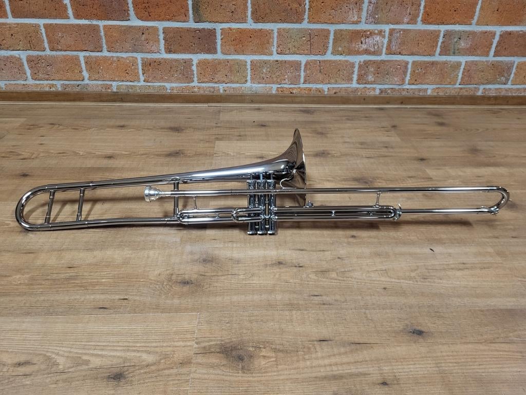 Ventieltrombone Bb Blessing Zilver - 16, Muziek en Instrumenten, Ophalen, Gebruikt, Tenor, Met koffer