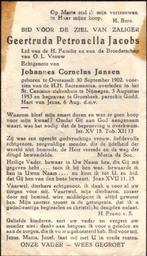 Jacobs Geertruda Petronella Overassselt 1902-1953 Groesbeek, Ophalen of Verzenden