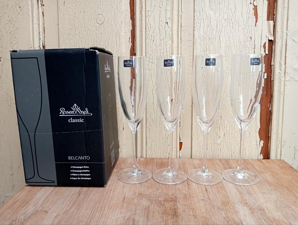 Set van 4 Rosenthal Classic Belcanto champagne glazen, Antiek en Kunst, Ophalen of Verzenden