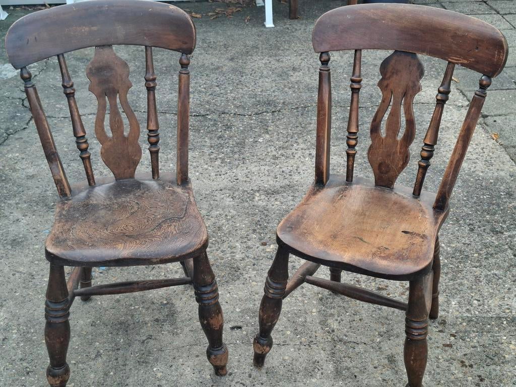 Antieke Windsor stoelen 4 stuks heel stoer., Ophalen