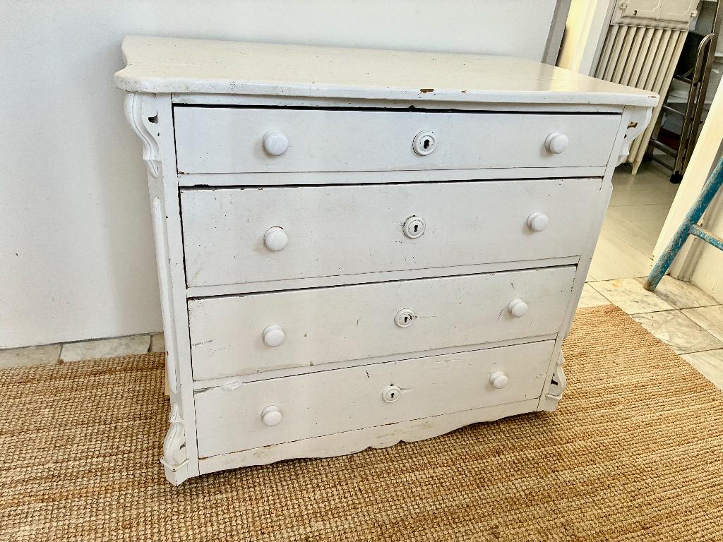 sfeervolle witte antieke commode ladekast, Antiek en Kunst, Ophalen