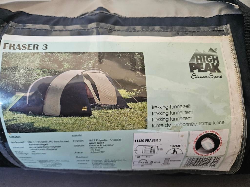 High Peak trekking 3 persoonstent met toebehoren, Caravans en Kamperen, Tenten, Ophalen, Gebruikt