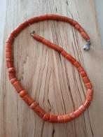 Kostbaar Bloedkoralen collier + zilv. slot, 45 cm,, Verzenden, Gebruikt, Oranje, Steen of Mineraal