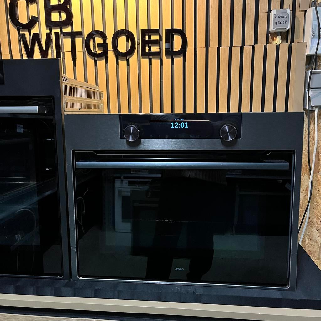 Luxe Atag set combi oven magnetron en solo oven TFT display, Zo goed als nieuw, Oven met grill, Inbouw, Draaiplateau