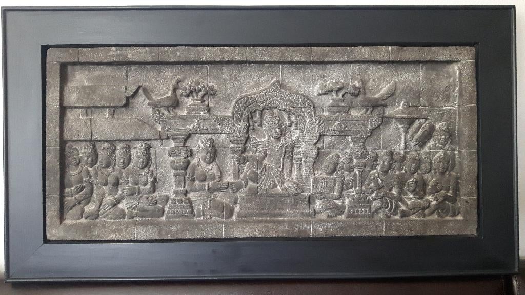 groot Boedha Bas Reliëf paneel - 56,5 x 106,5 cm, Ophalen, Gebruikt