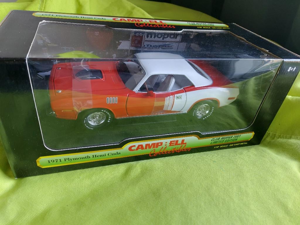 Plymouth Hemi Cuda ERTL, Hobby en Vrije tijd, Modelauto's | 1:18, Ophalen of Verzenden, Zo goed als nieuw, Auto, ERTL