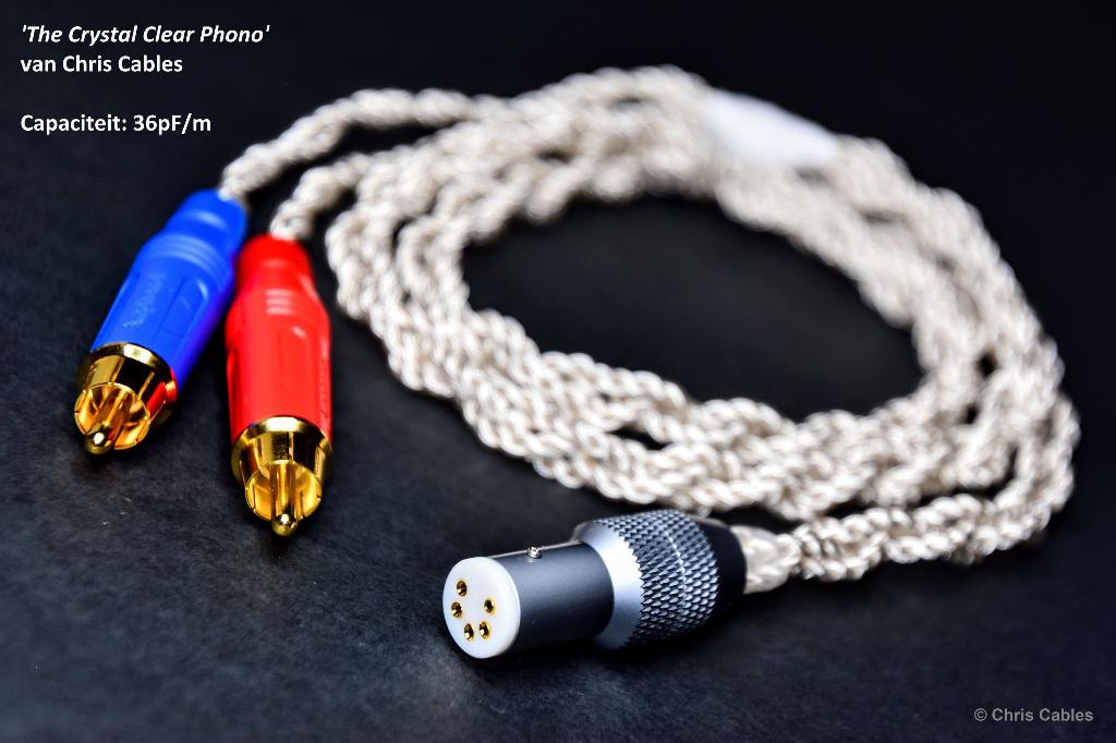 'The Crystal Clear Phono' 36pF/m phonokabel van Chris Cables, Audio, Tv en Foto, Audiokabels en Televisiekabels, Verzenden, Nieuw