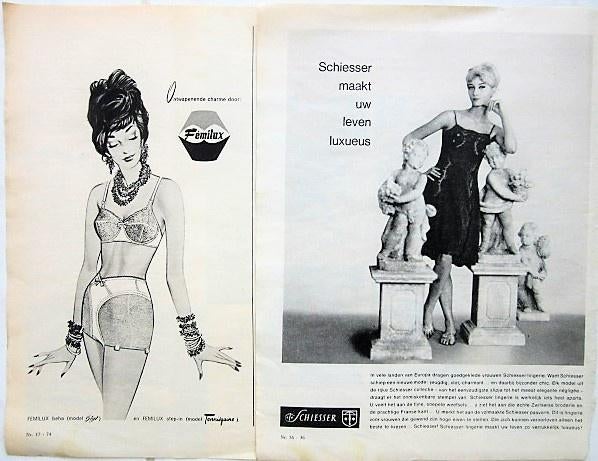 22 vintage advertenties reclames lingerie 1962 beha, Verzamelen, Ophalen of Verzenden