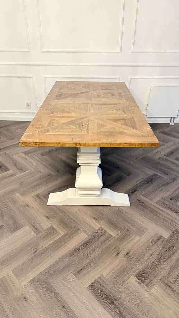 Kloostertafel massief hout, Huis en Inrichting, Tafels | Salontafels, 200 cm of meer, Zo goed als nieuw, Minder dan 50 cm, Rechthoekig