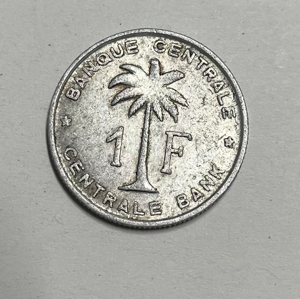 1 franc Belgisch Congo Ruanda Urundi 1958, Ophalen of Verzenden, Overige landen