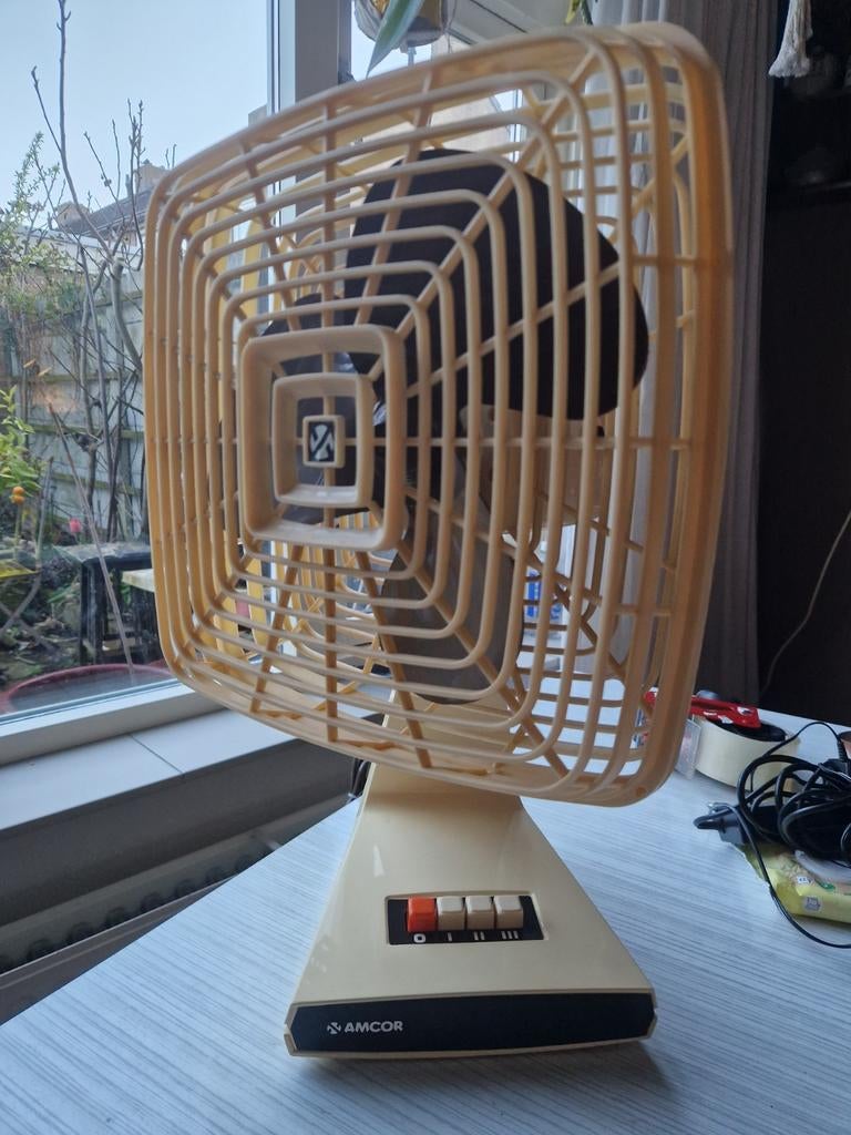 Unieke Vintage Amcor Design Ventilator – Space Age, Ophalen of Verzenden, Zo goed als nieuw, Tafelventilator