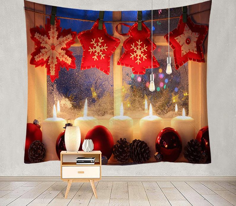 Kerst Wandkleed 2 / 3D Wand Kleed Kerstmis Kaarsen Muurkleed, Verzenden, Nieuw, Rechthoekig, 100 tot 150 cm