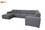 Grote Grijze Stoffen U-Hoekbank- Gratis Levering NL