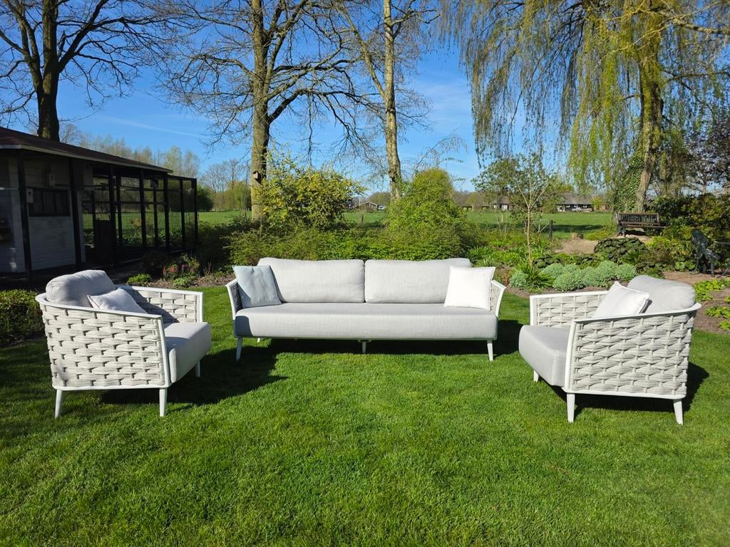 Manutti Cascade high-end outdoor loungeset bank + fauteuils, Tuin en Terras, Ophalen of Verzenden, Aluminium, Bank