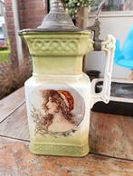 Antieke Bierpul met Vrouwenportret en Tinnen Deksel, Antiek en Kunst, Antiek | Keramiek en Aardewerk, Ophalen of Verzenden