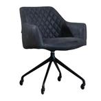 MN Home Oslo Verrijdbare Vergaderstoel Eco-Leer, Zwart, Nieuw, Ophalen of Verzenden, Leer