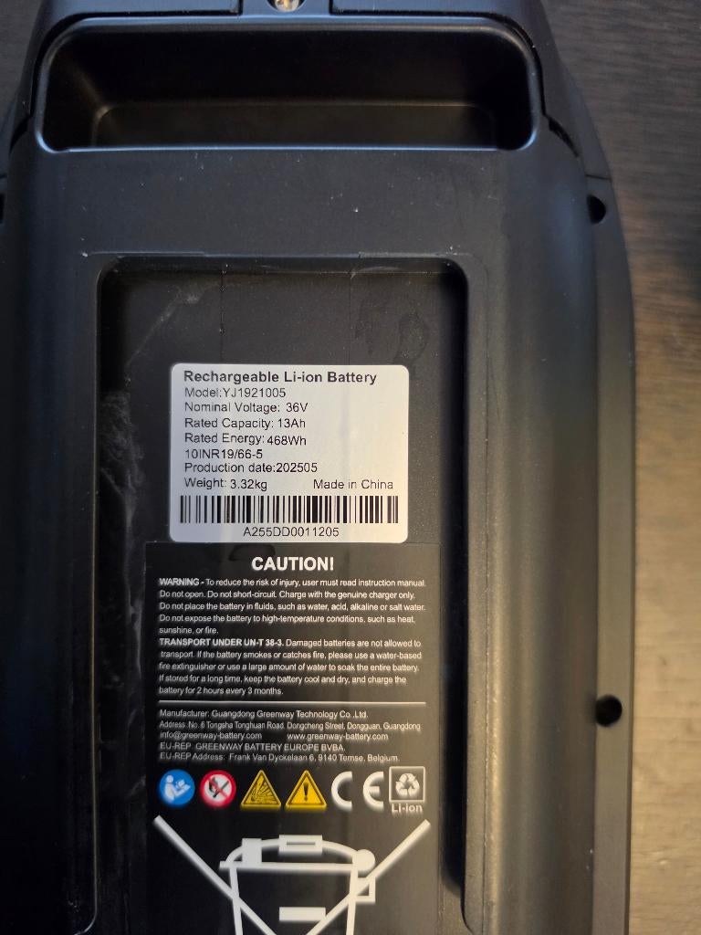 Vogue Apollo 36V 13Ah CANBUS accu Zwart, Ophalen, Zo goed als nieuw