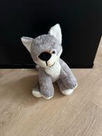 Schattige grijze pluche wolf knuffel, Ophalen of Verzenden, Gebruikt, Overige typen