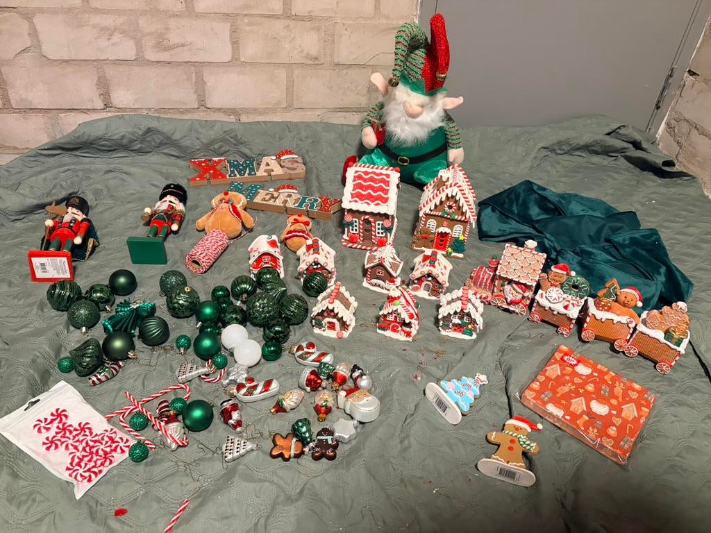 Leuke set kerstdecoratie met o.a. gingerbread huisjes, Diversen, Ophalen, Zo goed als nieuw