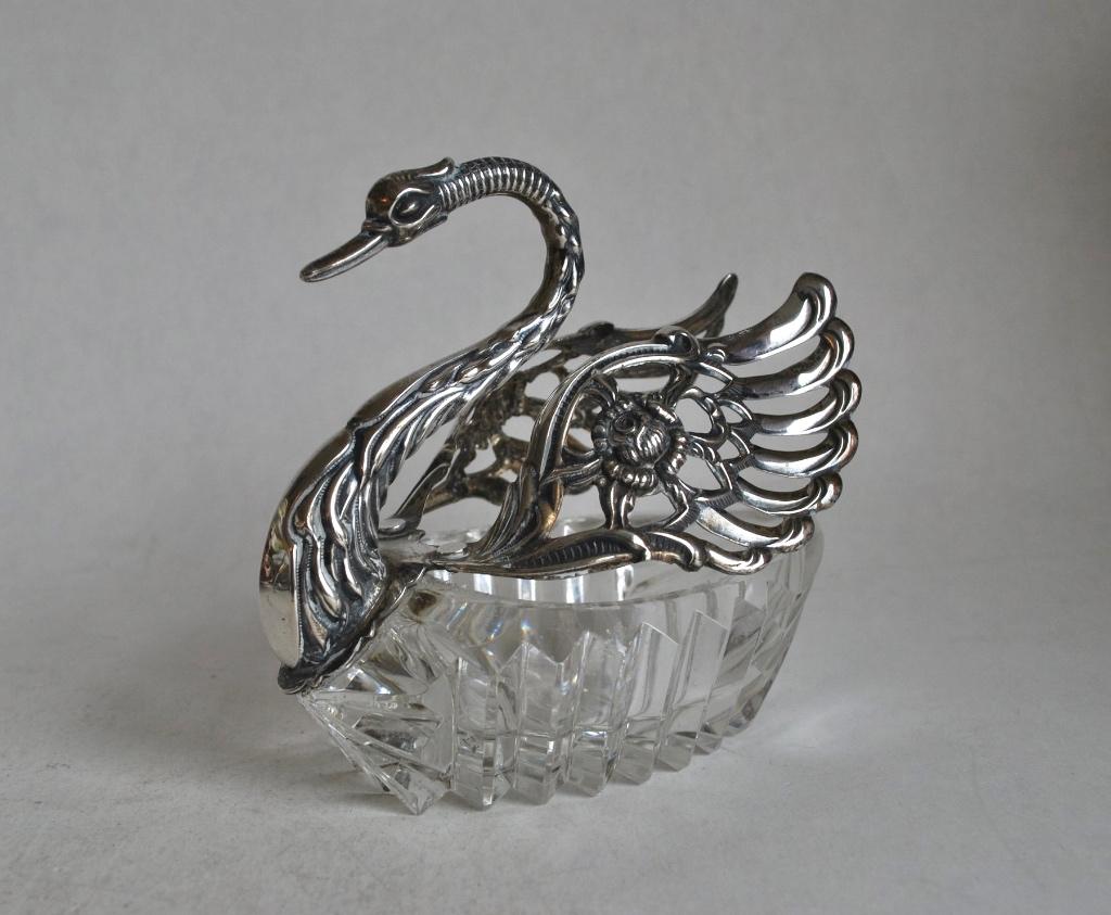 Albert Bodemer zilver en kristal zwaantje, Antiek en Kunst, Antiek | Goud en Zilver, Verzenden, Zilver