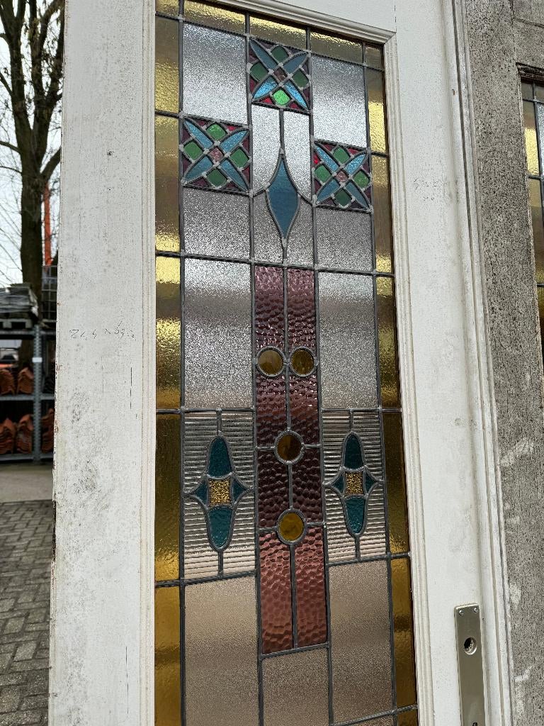 3 -delige set glas in lood deuren jugendstil 244x189cm., Ophalen