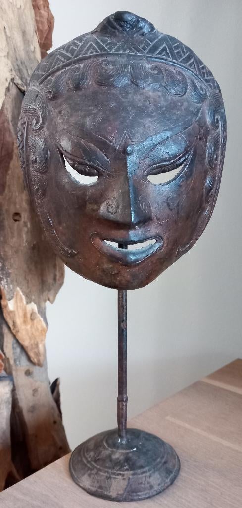 Bronzen Javanese theater / dansmasker, Kelana masker, Antiek en Kunst, Ophalen of Verzenden