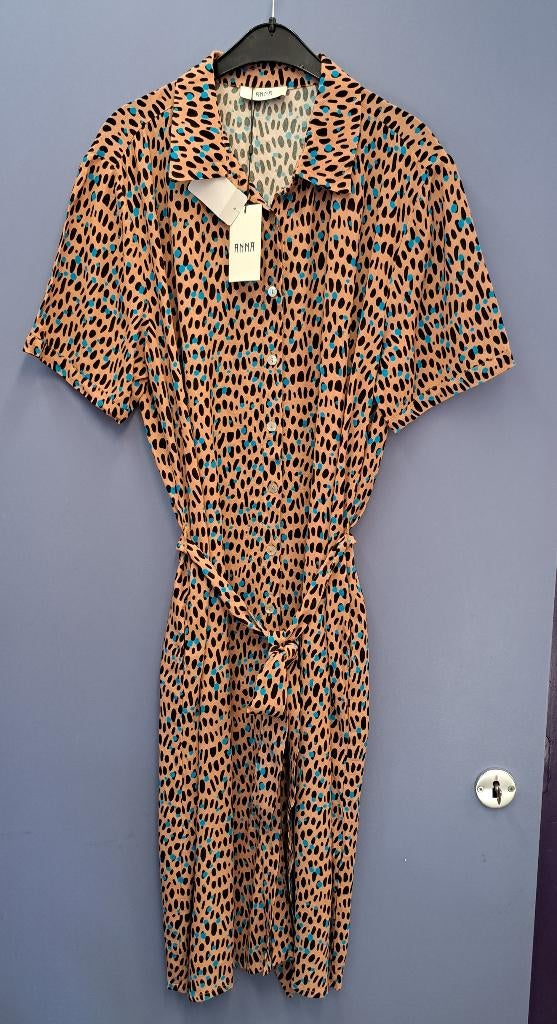 Anna van Toor nieuwe jurk bruin + blauw zw stippen XS 46903, Kleding | Dames, Jurken, Nieuw, Maat 34 (XS) of kleiner, Bruin, Knielengte