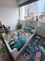 IKEA Extendable Bed (up to 2m) + Mattress + Green Bed Canopy, Ophalen, 85 tot 100 cm, Zo goed als nieuw, 180 cm of meer