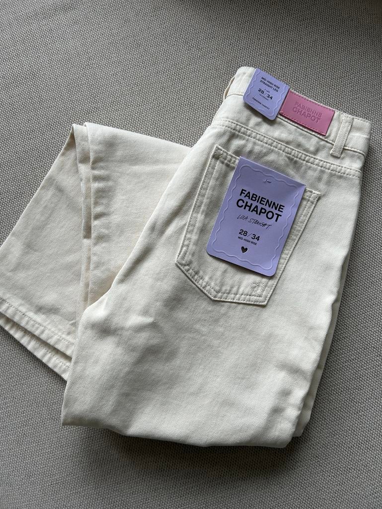 Nieuwe Fabienne Chapot beige broek met kaartjes, Kleding | Dames, Broeken en Pantalons, Nieuw, Maat 38/40 (M), Beige, Lang, Ophalen of Verzenden