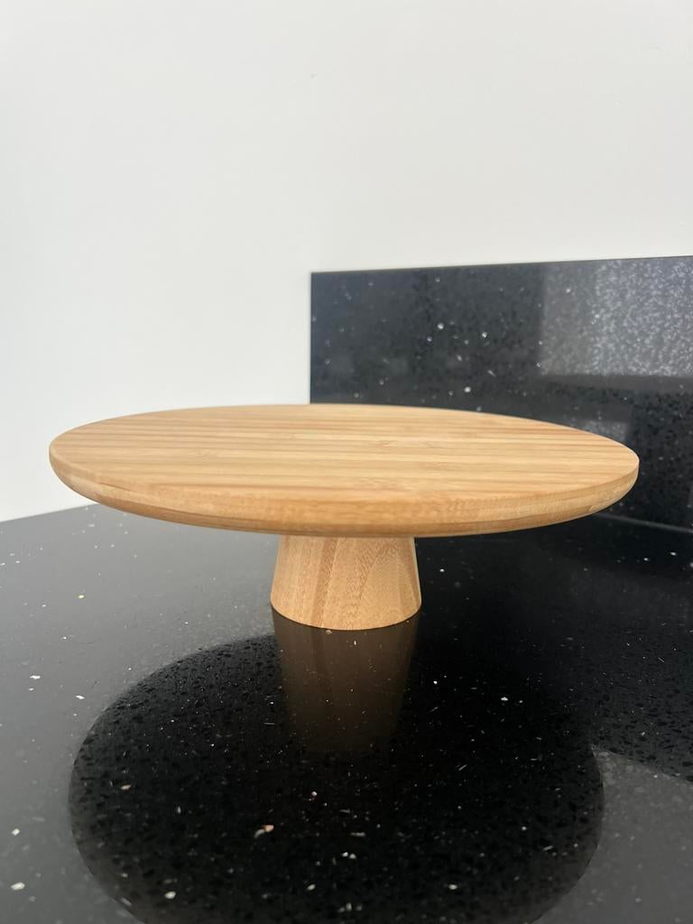 Nieuw Taart/gebak serveerschaal - plat - rond - bamboe hout, Ophalen of Verzenden, Nieuw