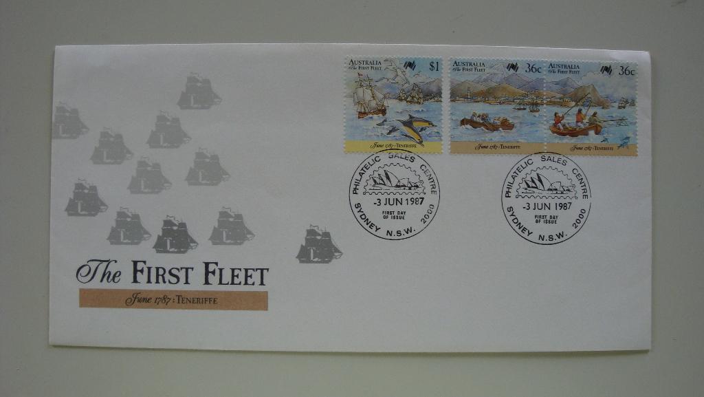 FDC Eerstedagenvelop Australie The first fleet Tenerife 1987, Postzegels en Munten, Postzegels | Eerstedagenveloppen, Ophalen of Verzenden