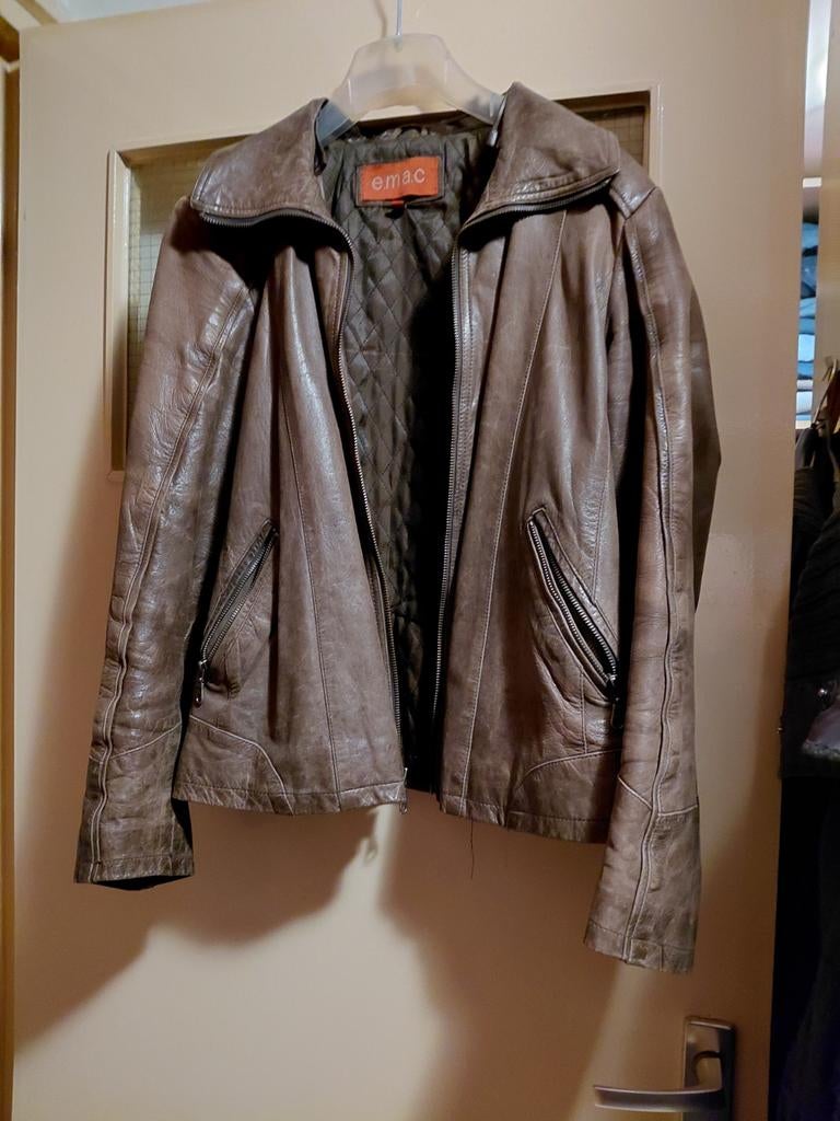 T.K.A.mooie leren jas z.g.a.n maat .M.€35., Kleding | Dames, Ophalen of Verzenden, Zo goed als nieuw, Maat 38/40 (M), Zwart