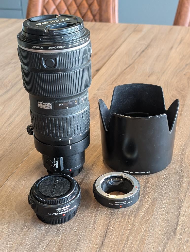 Olympus 35-100mm, f2.0 MFT + 1.4x teleconverter, Ophalen, Zo goed als nieuw, Telelens, Zoom