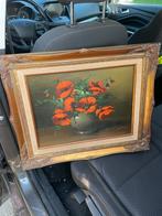 Schilderij met klaprozen in sierlijke lijst, Antiek en Kunst, Ophalen